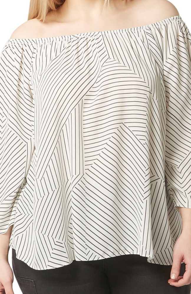 Evans Print Tie Sleeve Bardot Top